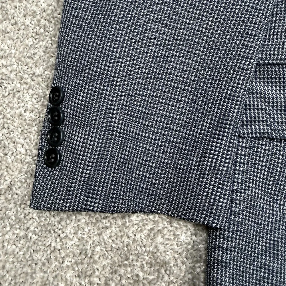 Canali‎ Blazer Mens 42R Blue Micro Check 3-Button 100% Wool Sport Coat Italy